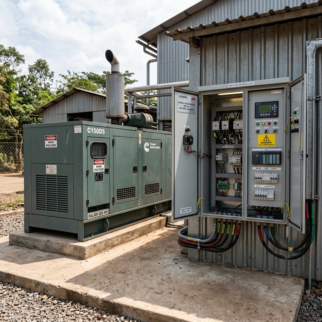 Commercial ATS panel and generator backup system